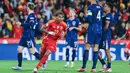 Gol-gol Spanyol dicetak Mikel Oyarzabal (brace) dan Lamine Yamal. Sementara gol Belanda dihasilkan Memphis Depay, Ian Maatsen, dan Xavi Simons. (AP Photo/Alberto Saiz)