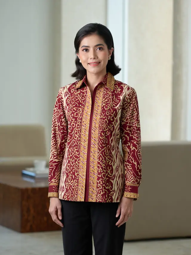 Blouse Batik Wanita Kerja Model Simple Elegan (AI)