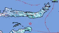 Gempa Magnitudo 5,5 mengguncang wilayah Bone Bolangi, Gorontalo, Kamis (27/6/2024), pukul 10.46.32 WIB. (Liputan6.com/ Dok BMKG)