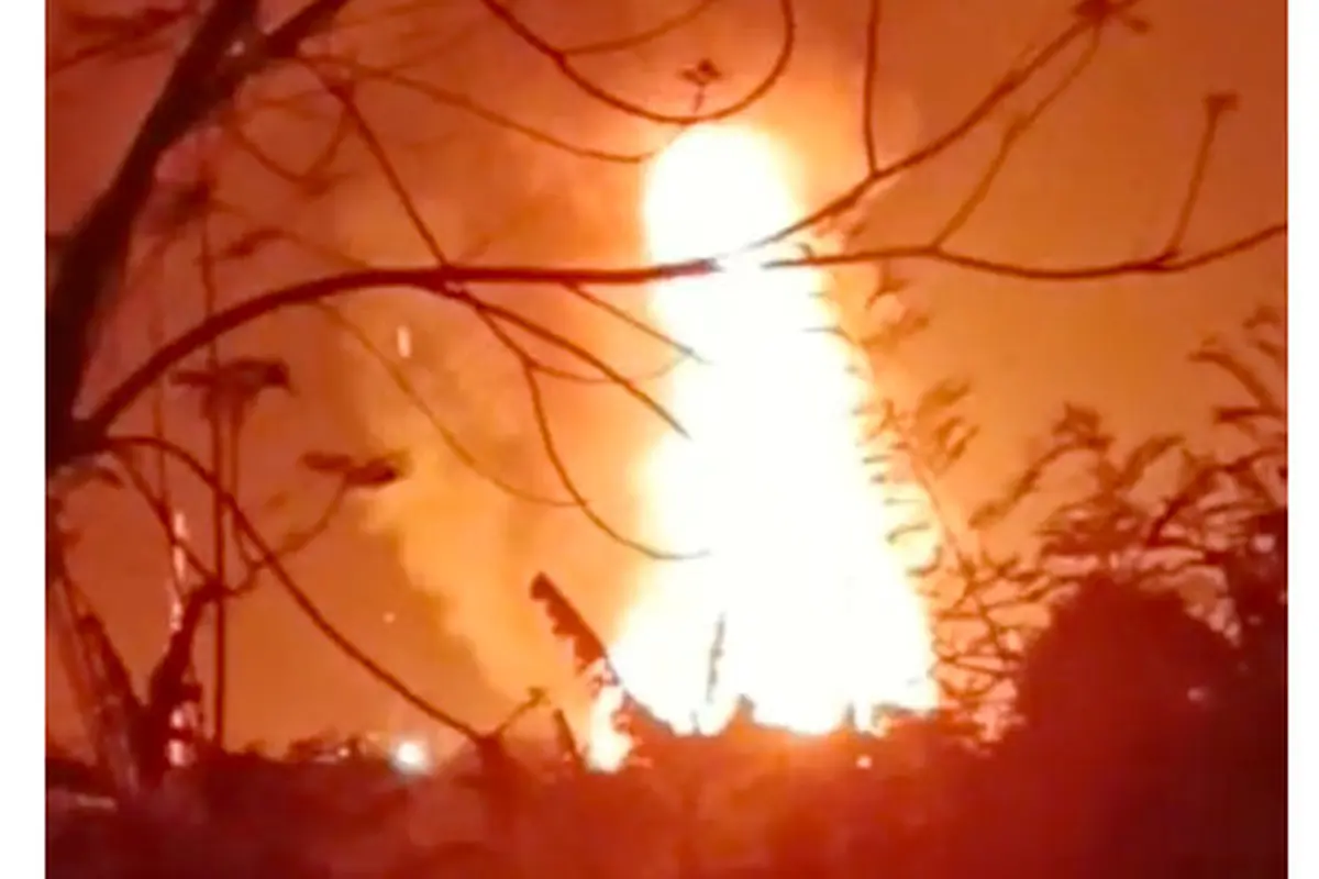 Penampakan ledakan di sumur gas milik Pertamina EP di Kampung Babakan Cidahu, Desa Cidahu, Kecamatan Pagaden Barat, Subang, Jawa Barat. (Istimewa)