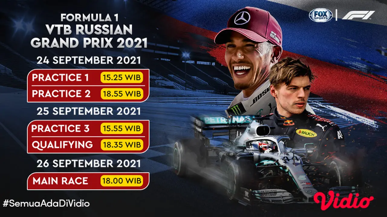 Jadwal dan Live Streaming F1 Rusia 2021 di Vidio, 24-26 September 2021