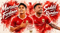Cover Timnas Indonesia - Marselino Ferdinan dan Saddil Ramdani. (Bola.com/Gregah Nurikhsani/AI-Generated Image)