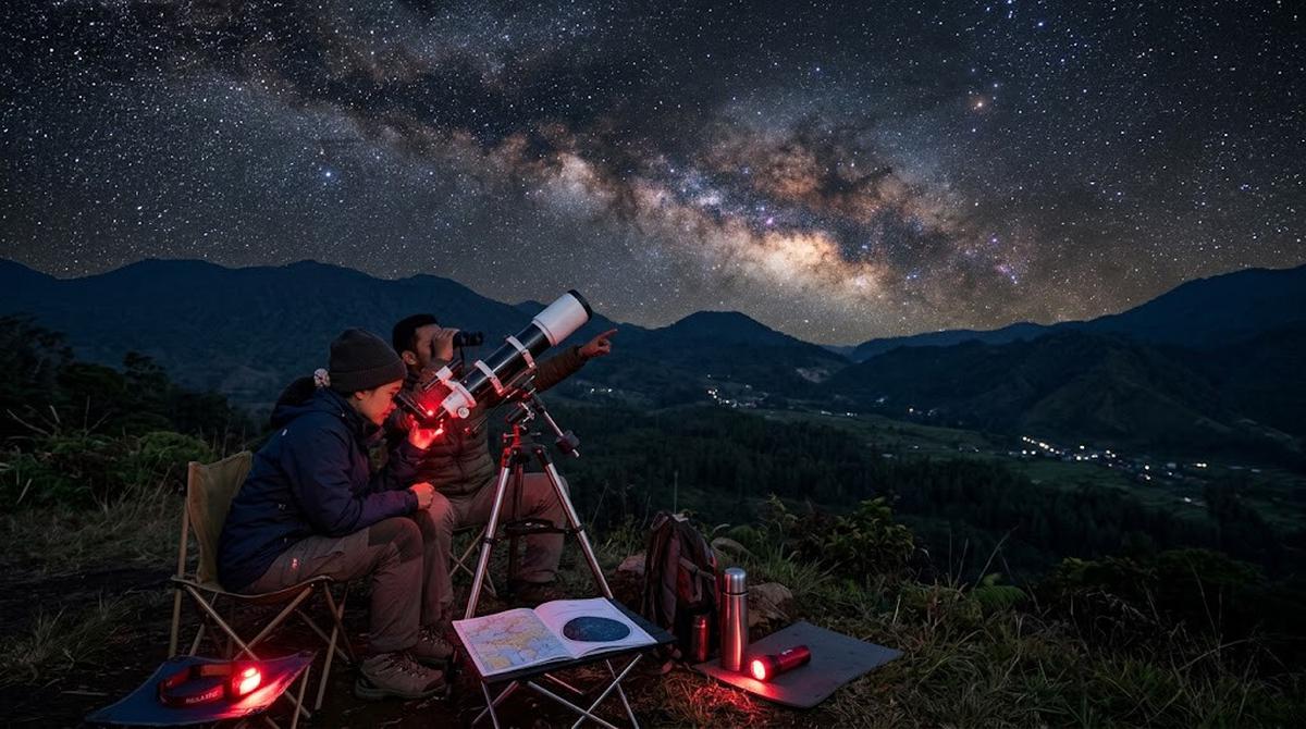 Ilustrasi Hobi . Observasi Bintang (Stargazing)/AI Generated