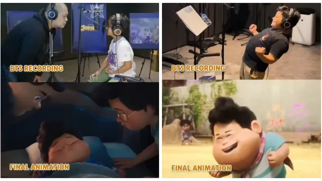 6 Potret BTS Recording Vs Final Animation Film Jumbo
