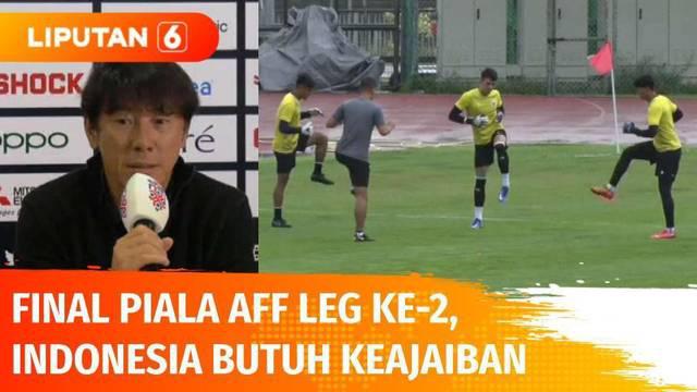 Butuh keajaiban bagi Timnas Indonesia untuk bisa mencetak sejarah menjuarai Piala AFF 2020. Setidaknya lima gol harus tercipta dalam leg kedua, Shin Tae Yong menyatakan dirinya hanya menargetkan Indonesia bermain jauh lebih baik.