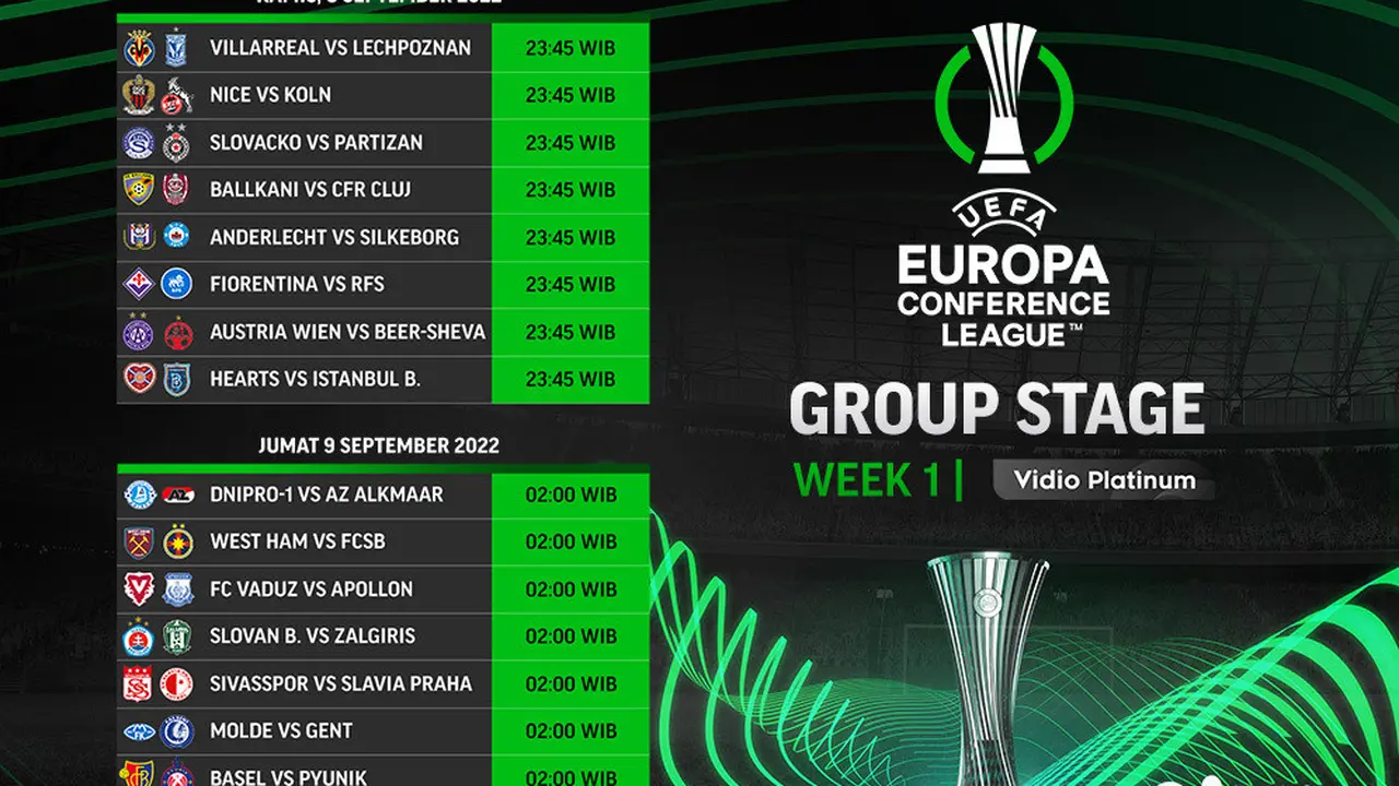 Jadwal dan Live Streaming UEFA Conference League 2022 di Vidio, 8-9 September 2022