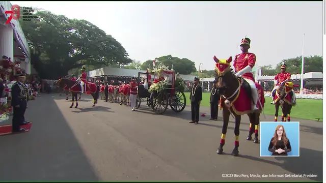Rangkaian perayaan peringatan HUT ke-78 RI di Istana Merdeka, Kamis 17 Agustus 2023. (Tangkapan Layar Sekretariat Presiden)