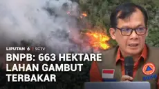 Badan Nasional Penanggulangan Bencana (BNPB) mencatat 663 hektare lahan gambut masih terbakar di enam provinsi prioritas. Pemerintah menambah puluhan ribu personel untuk mempercepat penanganan karhutla.