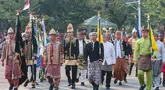 Kirab Merah Putih melintas menuju Istana Negara di Jalan Medan merdeka Barat, Jakarta, Senin (17/8/2026). (KLY/ Budy Santoso)