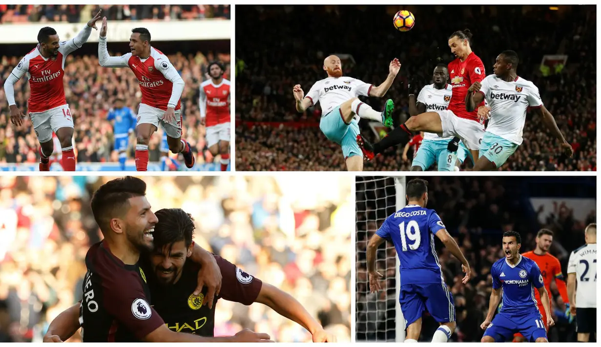 Inilah aksi para pencetak gol Premier League 2016-2017 pekan ke-13. (AFP-Reuters)