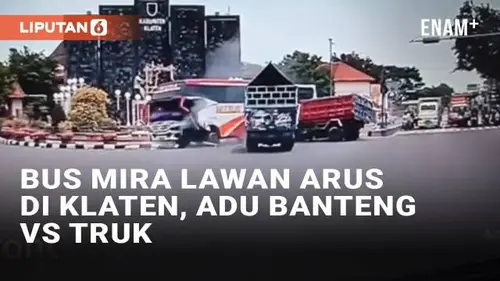 VIDEO: Detik-Detik Bus Mira Lawan Arus Adu Banteng vs Truk di Klaten