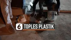Seekor anjing yang kepalanya terjebak dalam toples plastik berhasil diselamatkan. Anjing ini ditemukan di kota Nashik, India.