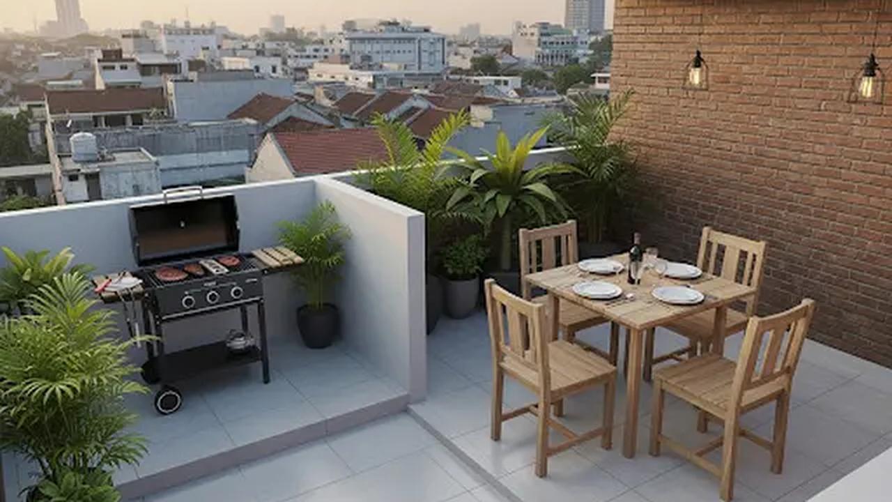 Konsep Klasik Modern untuk BBQ/Rooftop Rumah Sederhana Ukuran 4x4 (Sumber: gemini.com)