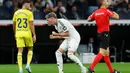 Menit ke-14, Federico Valverde membuka keunggulan Real Madrid atas Villarreal. (OSCAR DEL POZO/AFP)