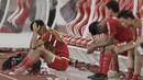 Pemain Persija Jakarta tampak kecewa usai disingkirkan Home United pada laga Piala AFC di SUGBK, Jakarta, Selasa (15/5/2018). Persija takluk 1-3 dari Home United. (Bola.com/M Iqbal Ichsan)