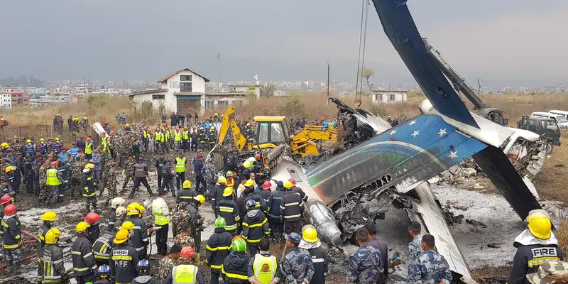 Tewaskan 40 Orang, Begini Kehancuran Pesawat Jatuh di Kathmandu