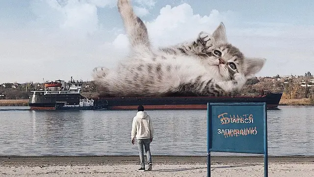Penampakan Lucu Kucing Diedit Jadi Raksasa Ini Bikin Gagal Takut