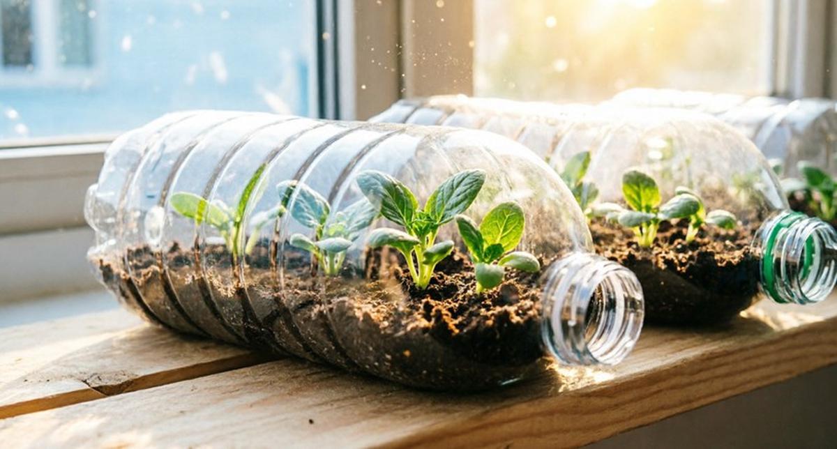 Cara Membuat Rumah Bibit Mini dari Botol Bekas (AI Generated)