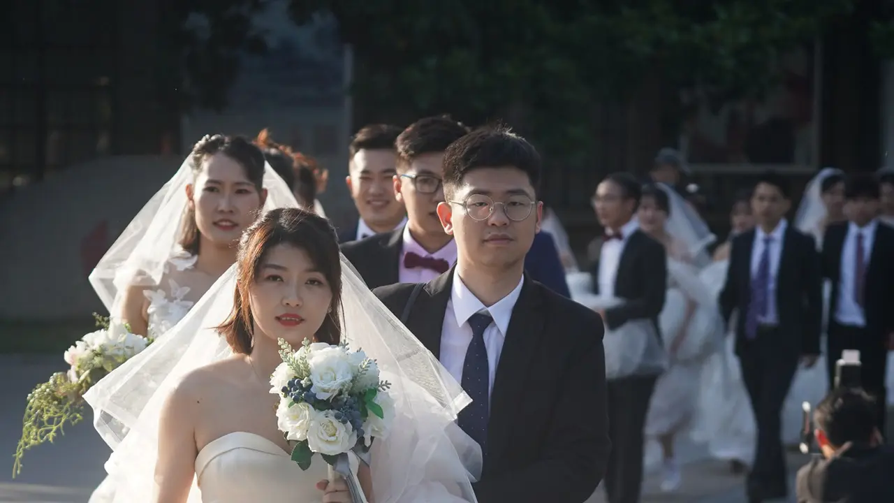 Ditunda Akibat Corona, Puluhan Pasangan di China Nikah Massal