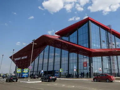 Pemandangan terminal baru Bandara Saransk di Saransk, Rusia, Kamis (3/5). Bandara Saransk siap menyambut Piala Dunia 2018. (Mladen ANTONOV/AFP)