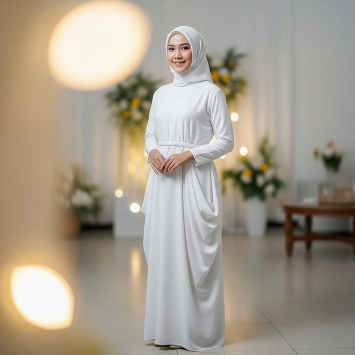 9 Model Gamis Putih Simple dan Elegan untuk Acara Syukuran, Tampil Anggun dan Bersahaja