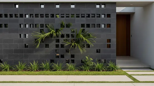 Gambar Rumah Minimalis Tampak Depan dengan Kombinasi Dinding Roster
