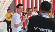 Kevin Sanjaya Sukamuljo hadir di meet and greet Polytron Indonesia Open 2026 di Istora Gelora Bung Karno Senayan, Jakarta, Jumat (5/6/2026). (Bola.com/PBSI)