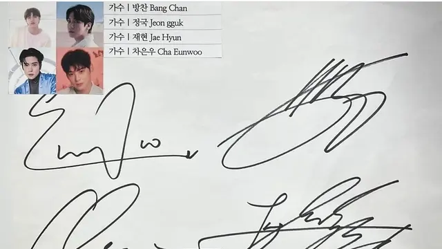 Tanda Tangan Jungkook, Jaehyun, Bang chan, Cha Eunwoo