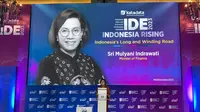 Menteri Keuangan (Menkeu) Sri Mulyani Indrawati di Indonesia Data and Economic (IDE) Conference 2023, Kamis (20/7/2023). (Tira/Liputan6.com)