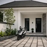 Inspirasi Garasi Motor Sederhana di Rumah Kecil (AI)