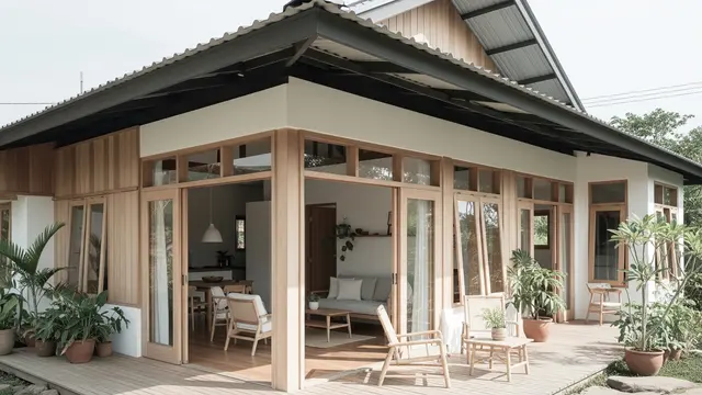 Model Rumah Sederhana Nuansa Japandi Cocok untuk Udara Panas/Gemini AI