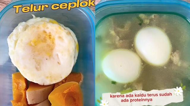 Menu buka puasa intermitten Andien Aisyah seperti soto dan telur ceplok