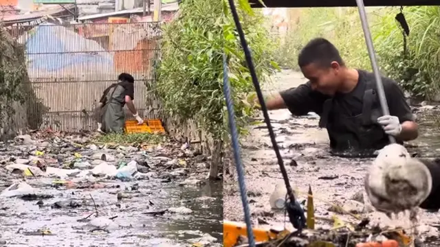 Pandawara Tantang 3 Sukarelawan Bersihkan Selokan Penuh Sampah dan Berair Hitam, Hadiahnya Tiket ke Dufan