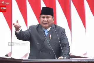 Presiden Prabowo Subianto dalam pidato perdana pada Rapat Paripurna DPR ke-19 Masa Persidangan V Tahun Sidang 2025-2026 di Gedung Nusantara MPR/DPR/DPD, Jakarta, Rabu (20/5/2026). (Tangkapan Layar YouTube Sekretariat Presiden)