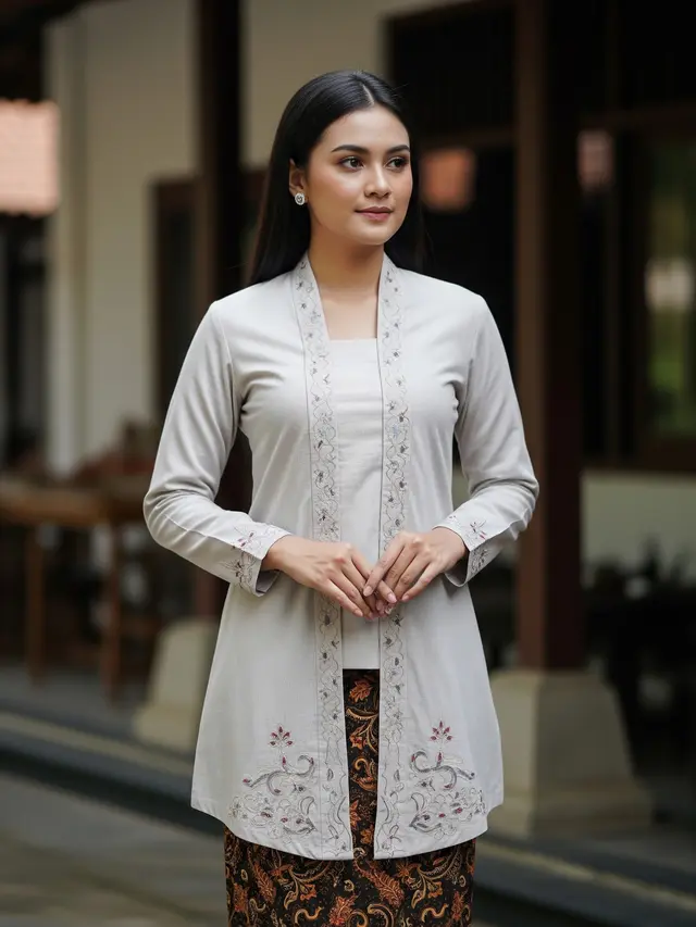Kebaya Polos Tunik Berbahan Katun Linen
