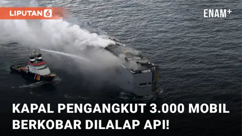 VIDEO: Kapal Kargo Pengangkut 3.000 Mobil Terbakar di Lepas Pantai Belanda