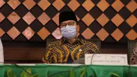 Ketua Komisi VIII DPR RI Yandri Susanto dalam konferensi pembatalan pemberangkatan haji 2021 di Kementerian Agama. (dokumentasi Kemenag)