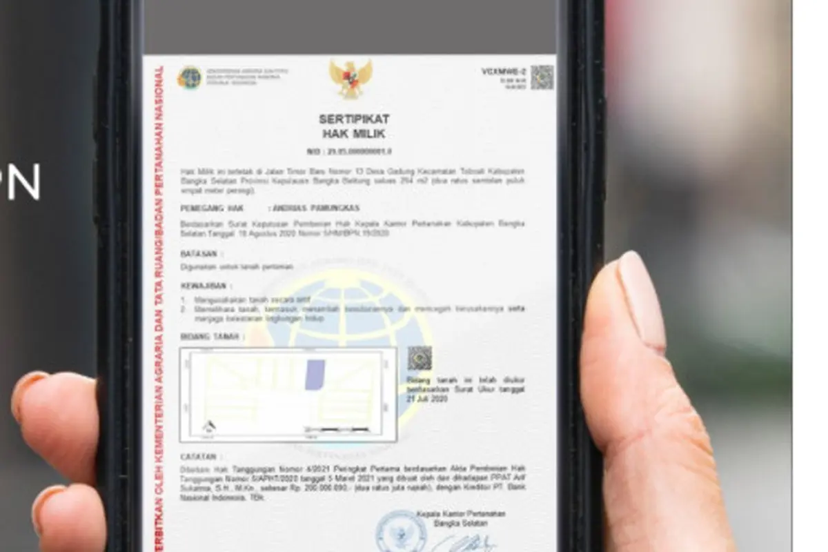 Sertifikat Tanah Elektronik. Dok Kementerian ATR