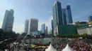 Menjelang pelantikan Presiden dan Wakil Presiden periode 2024-2029, Prabowo Subianto-Gibran Rakabuming Raka, sejumlah panggung pesta rakyat mulai dipadati warga. (merdeka.com/Arie Basuki)