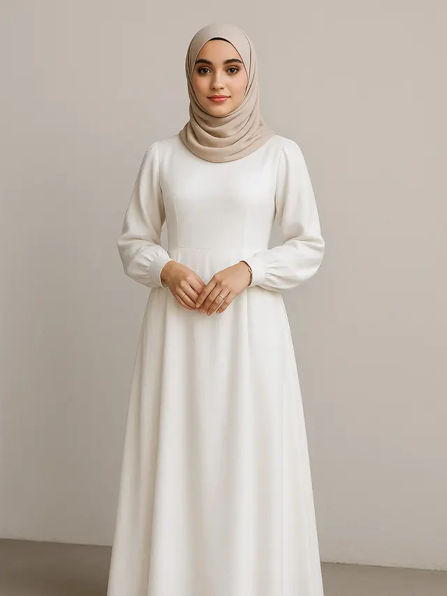 Gamis Warna Putih Terbaru 2025 (Foto: ChatGPT)