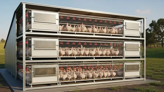 Desain Kandang Ayam Vertikal 3 Tingkat/Gemini AI