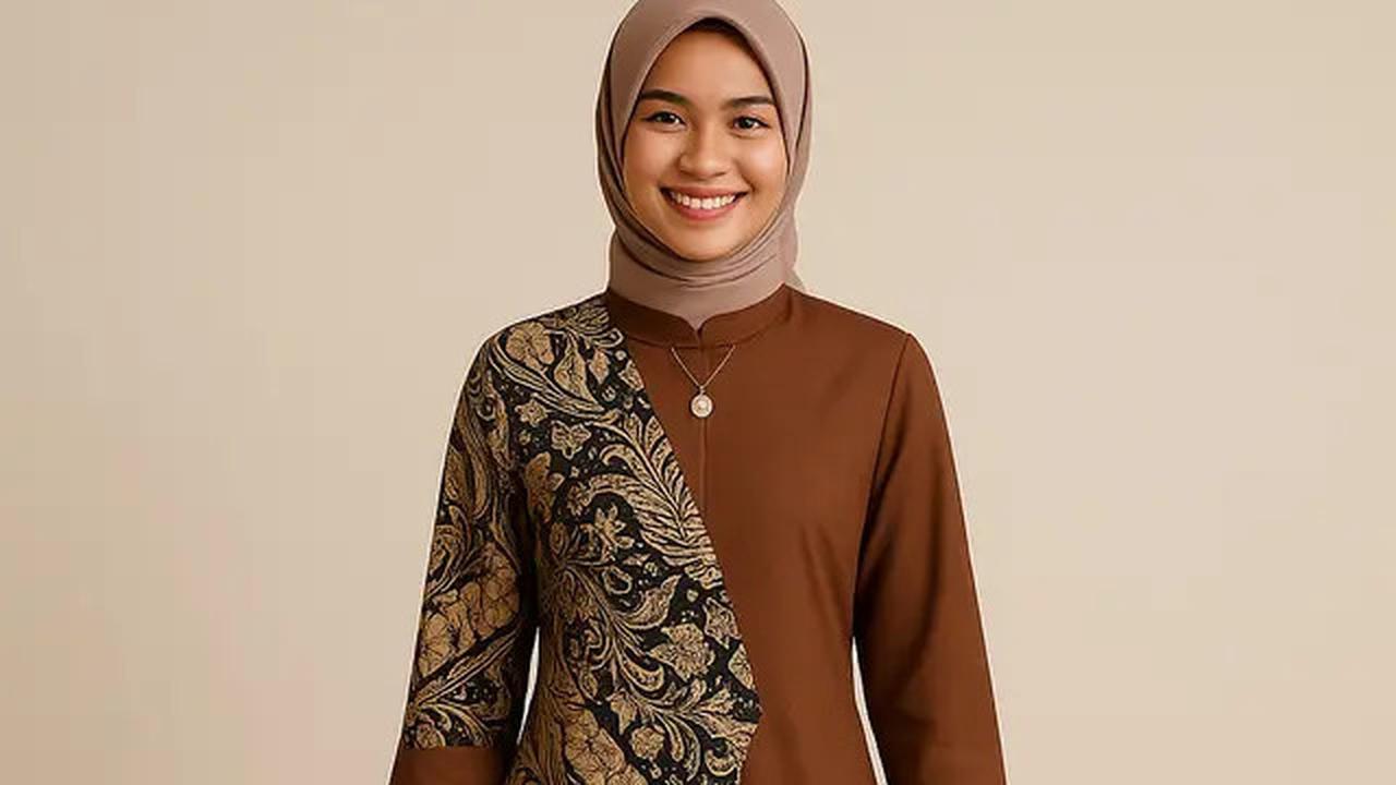 10 Model Gamis Batik Kombinasi Polos Kerah Shanghai 2025, Ini Padu Padan yang Bikin Wanita Stylish