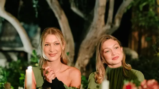 Bella Hadid  di Pernikahan Kakak Sambungnya pakai gaun hijau. [@mangostudios]