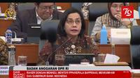 Menteri Keuangan (Menkeu) Sri Mulyani Indrawati dalam rapat bersama Banggar DPR RI, Selasa (27/8/2024). (Tira/Liputan6.com)