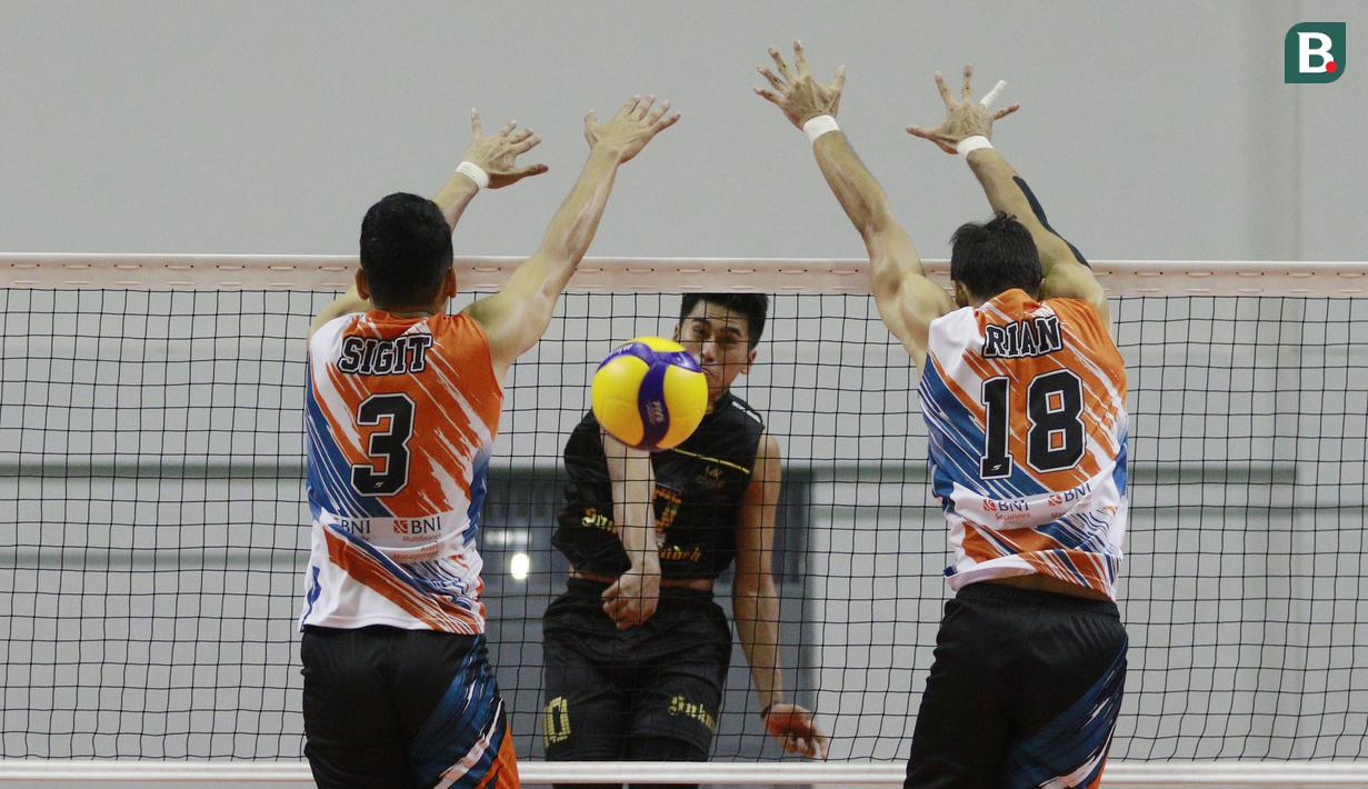 Jakarta BNI 46 berhasil mengamankan dua poin setelah bertarung lima set melawan Kudus Sukun Badak. (Bola.com/M Iqbal Ichsan)