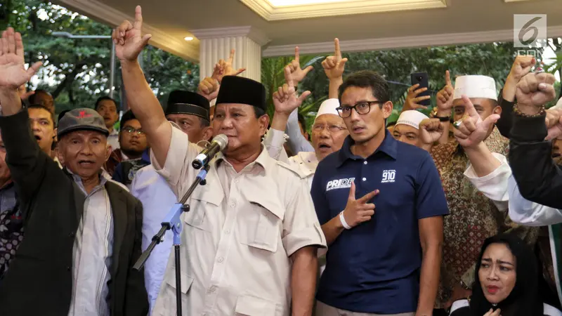 Didampingi Sandiaga, Prabowo Kembali Deklarasi Menang Pilpres