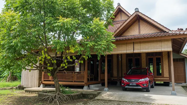Pohon Buah Berakar Aman untuk Dekat Teras dan Carport (AI)