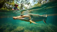 Perbedaan Ikan Aligator dan Arapaima, Dua Predator Air Tawar yang Mengancam