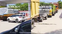 Fortuner menerobos antrean kendaraan di SPBU (TikTok/@ane.arr)