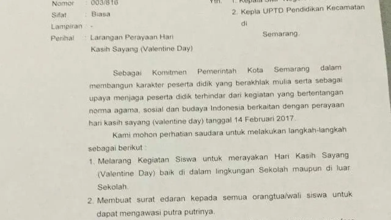 Pelajar-Pelajar Semarang Tak Boleh Rayakan Valentine, Tapi...